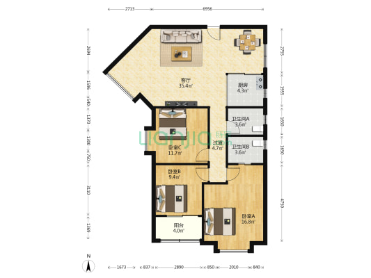 南华花园 3室1厅2卫 210平方
