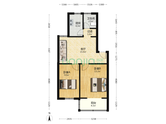 长城佳苑 2室1厅1卫 64平方