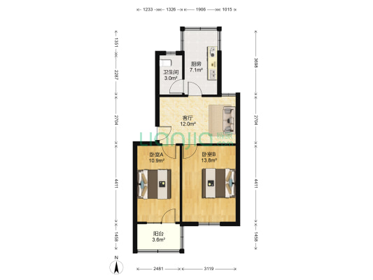 京岘山路50号 2室1厅1卫 96平方