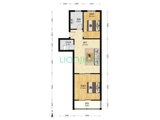 万润公寓 2室1厅1卫 81平方