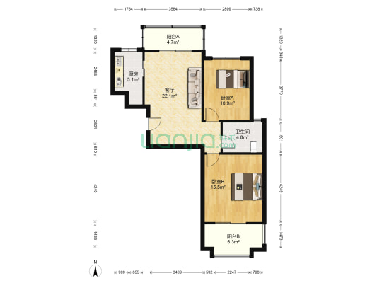 庐阳馨苑 2室1厅1卫 88平方
