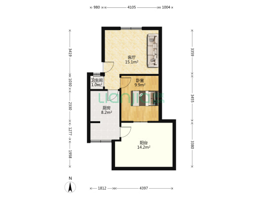 祥和苑(高新) 1室1厅1卫 44平方