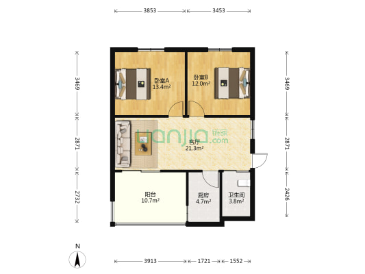 莫愁湖西路9号 2室1厅1卫 74平方