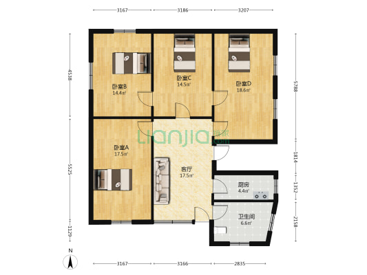 东关外民主东路 4室1厅1卫 108平方