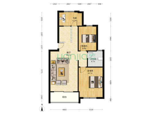 新天地家园（通运北路） 3室1厅1卫 94平方