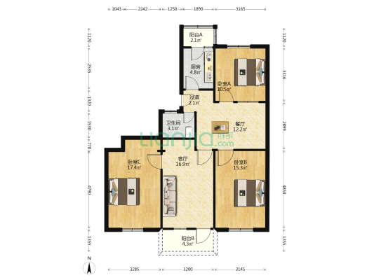 省文联宿州路小区 3室2厅1卫 104平方