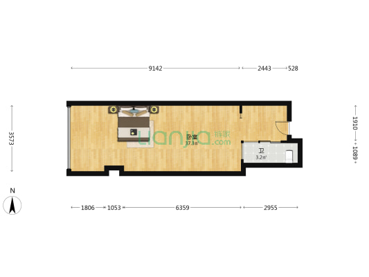 亚洲国际奥斯汀公寓 1室0厅1卫 58平方