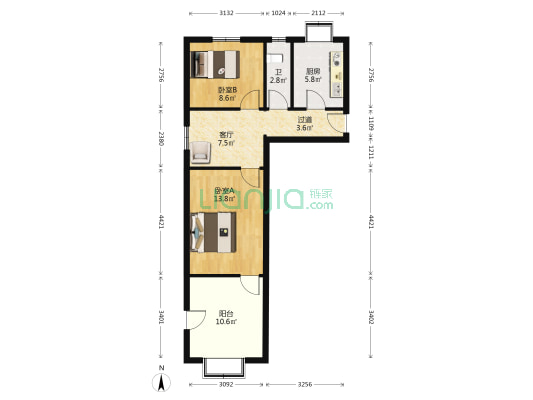 堤口路112号 2室1厅1卫 56平方