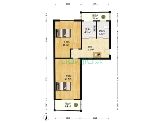 锦水路 2室1厅1卫 73平方