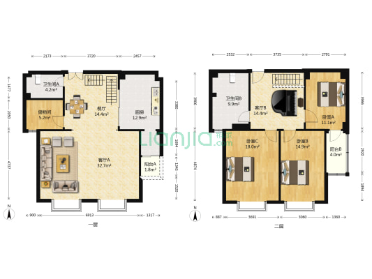 世纪之星城市花园 3室3厅2卫 194平方