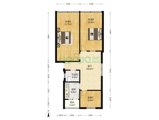 县社家属院 3室1厅1卫 94平方