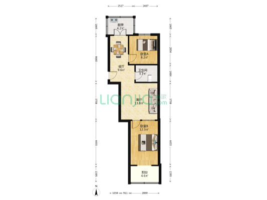 祥和苑 2室2厅1卫 70平方