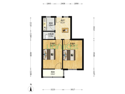 寿春路240号 2室1厅1卫 58平方