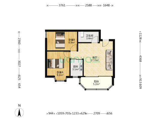 恤孤院二横路 2室1厅1卫 54平方