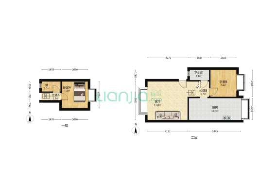 新发路26号 2室1厅1卫 57平方
