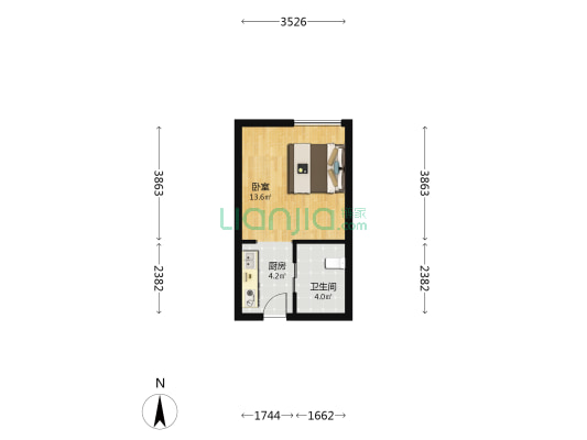华兴国际汽配城 1室0厅1卫 33平方