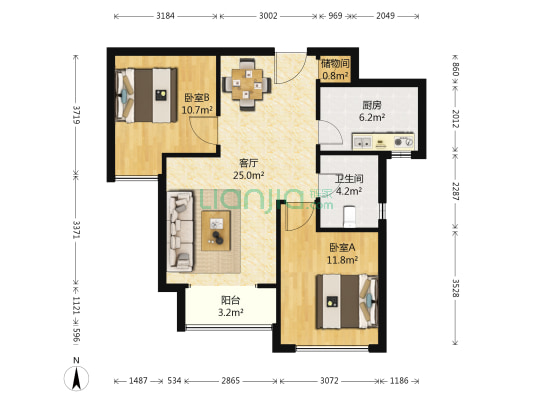 東壹区 2室1厅1卫 88平方