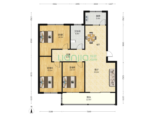 师馨苑 3室1厅1卫 137平方