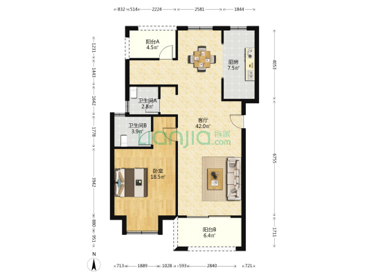 紫晶美域 1室1厅2卫 102平方