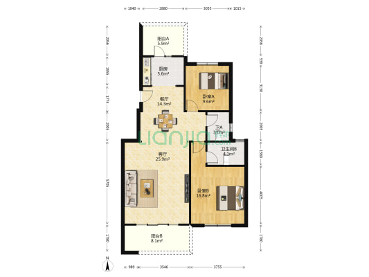 熙和府 2室2厅2卫 190平方