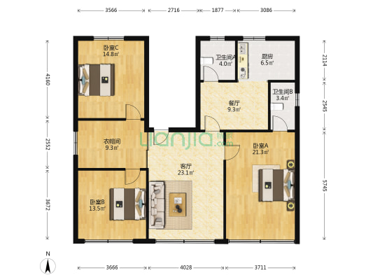 龙家湾巷200号 3室2厅2卫 140平方
