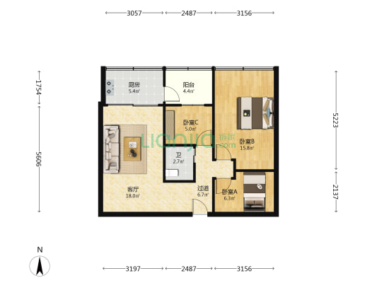 新凤凰后街1-5号大院 3室1厅1卫 67平方