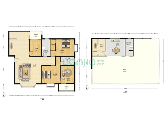 南河上居 4室1厅3卫 176平方