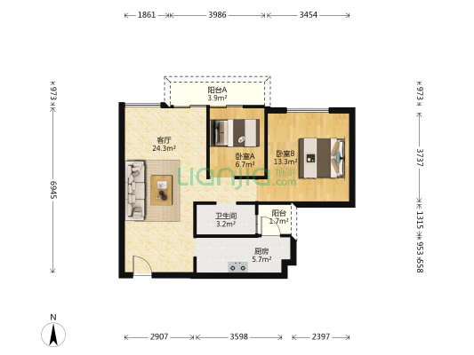 五福里 2室1厅1卫 68平方