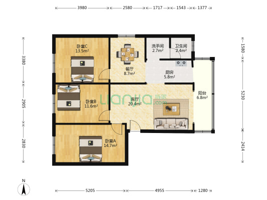 南昌路一段95号 3室2厅2卫 102平方