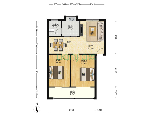 审计署宿舍小区 2室1厅1卫 73平方