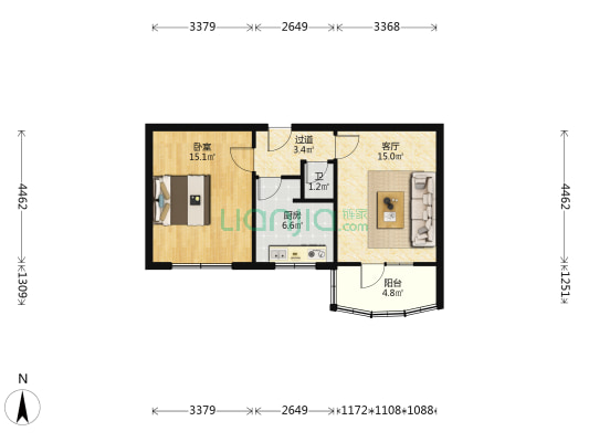 兰石小区(七里河) 1室1厅1卫 49平方