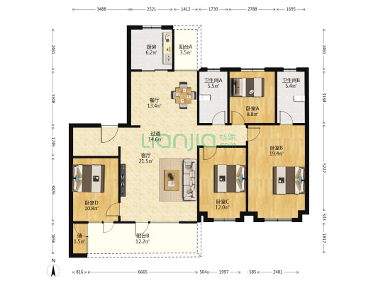 万科翡翠书院南区 4室2厅2卫 165平方