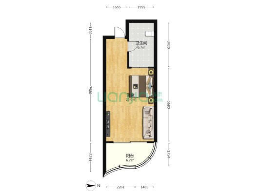 国光豪生酒店 1室0厅1卫 57平方