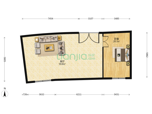 紫竹北街85号 1室1厅0卫 81平方