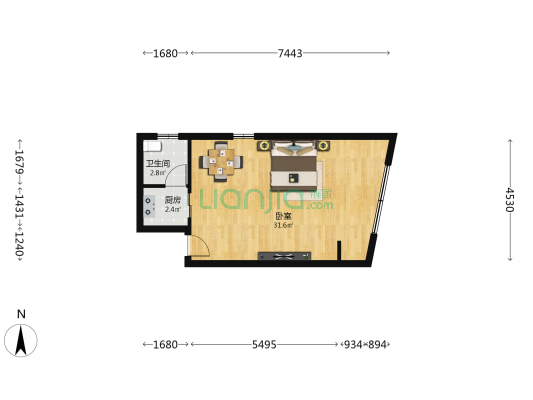 亿时代鑫城 1室0厅1卫 56平方