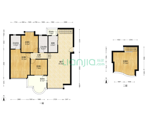 合正星园 4室1厅2卫 108平方