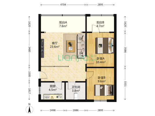 园丁小区 2室1厅1卫 73平方