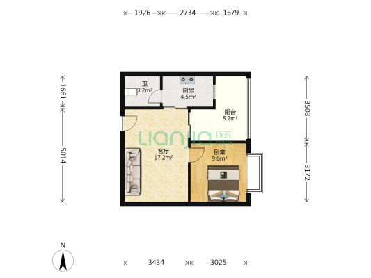 金竹苑(江北) 1室1厅1卫 49平方