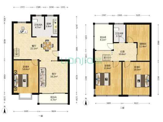 三坝雅苑 3室2厅2卫 79平方