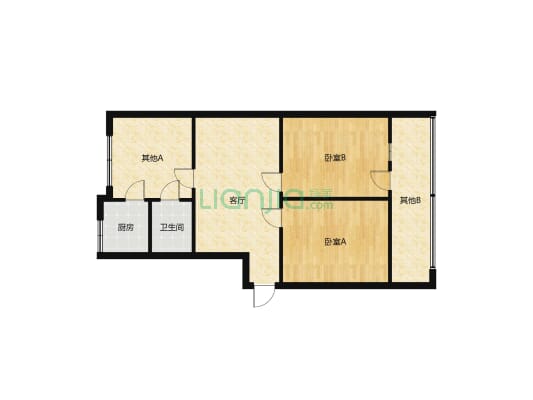 地段繁华 标准二室二厅 结构方正 价格实惠-户型图
