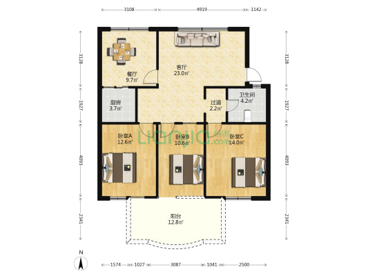 新昌大道中路 3室2厅1卫 84平方