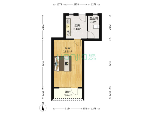 桃浦一村合欢苑 1室0厅1卫 34平方