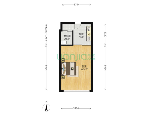 御溪国际 1室0厅1卫 56平方