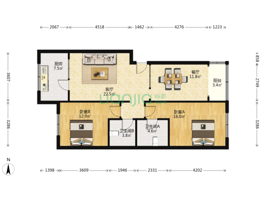 城西社区西提路 2室2厅2卫 102平方