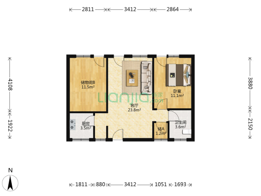 新城5号区烟草公司宿舍 1室1厅1卫 72平方