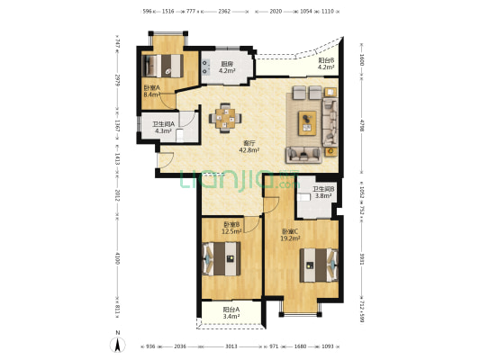 鑫鳌大厦 3室1厅2卫 138平方