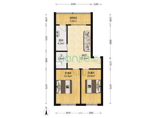 长客A区 2室1厅1卫 68平方