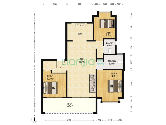 旭辉澄江府 3室1厅2卫 122平方
