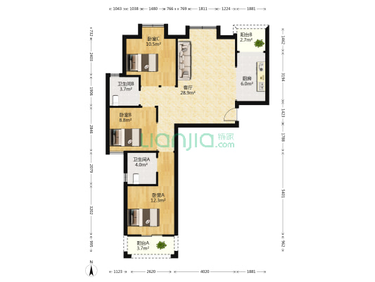 鑫城汇H1 3室1厅2卫 114平方