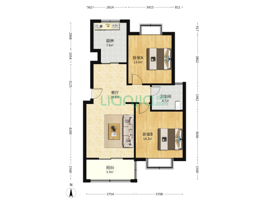 顺鑫家园 2室1厅1卫 93平方